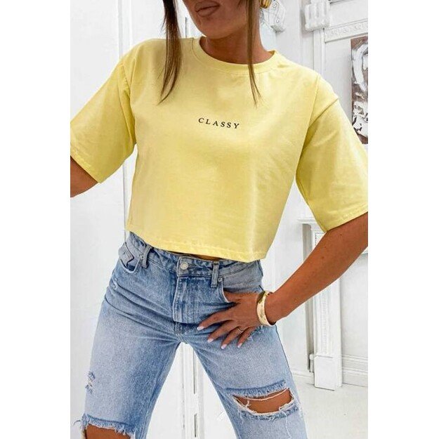 Marškinėliai CLASSY crop top - geltona
