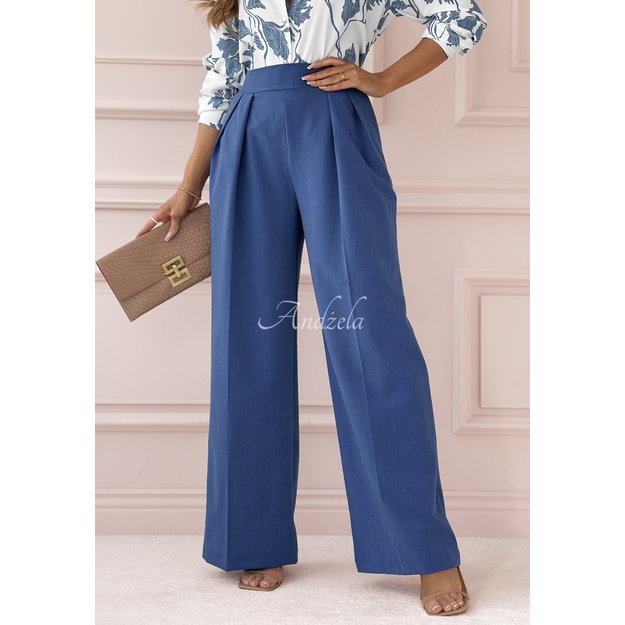 Plačios kelnės ELEGANCE - mėlynos
