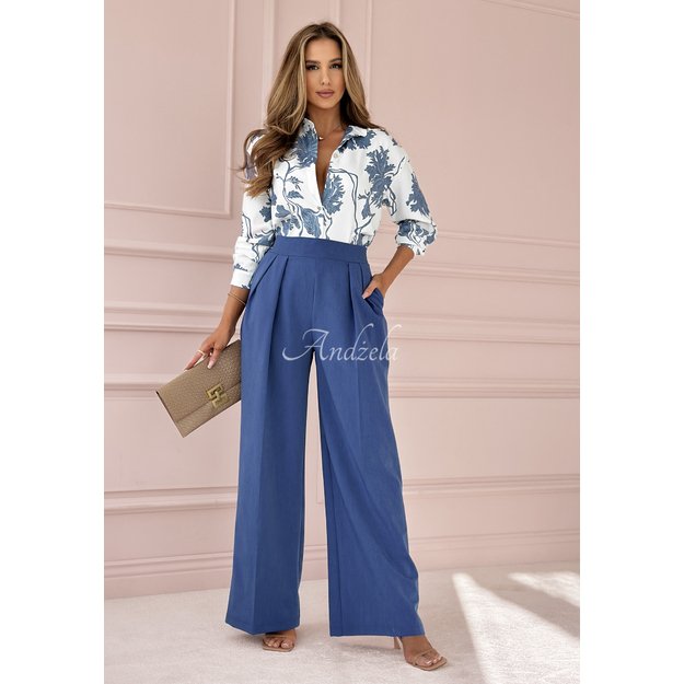 Plačios kelnės ELEGANCE - mėlynos 1