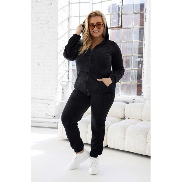 Soft veliuro komplektas Zip-up PLUS  SIZE - juodas