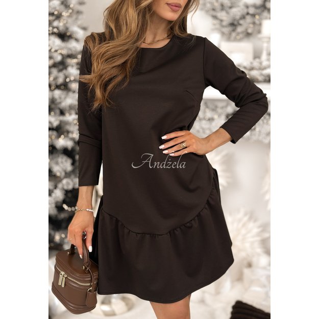 Suknelė su raukiniais SIMPLY - Šokoladinė 1