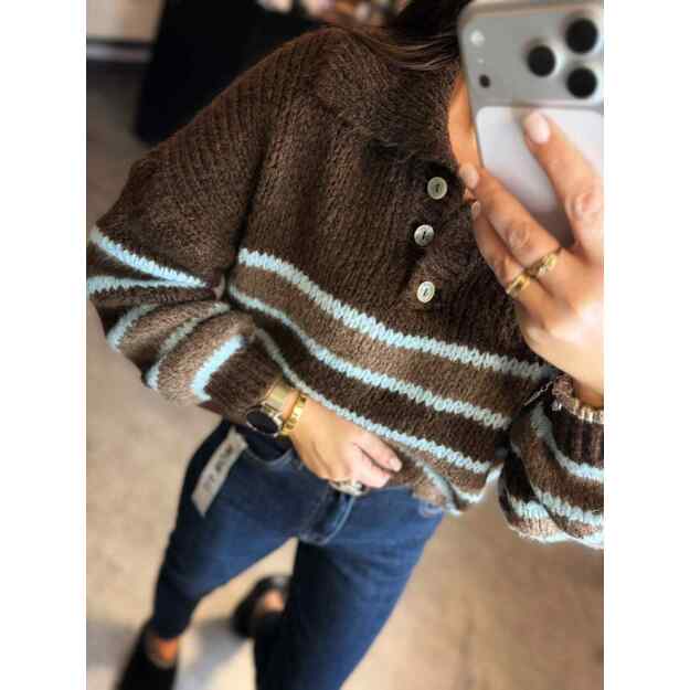 Megztinis su dryžiais LOCA - Šokoladinis