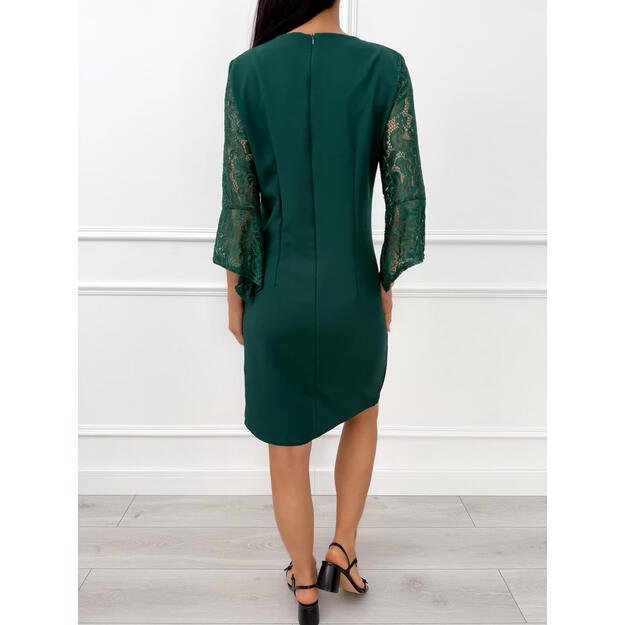 Suknelė su nėriniuotomis rankovėmis - žalia 2