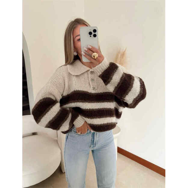 Megztinis su dryžiais LOCA - Šviesus