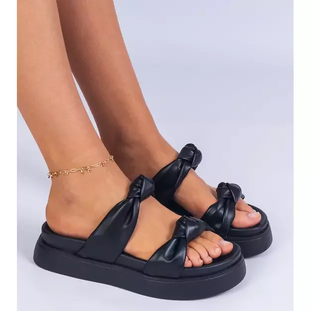 Aotoria juodos spalvos šlepetės W21-8552 2