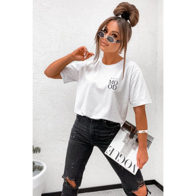 Marškinėliai GOOD MOOD - balta